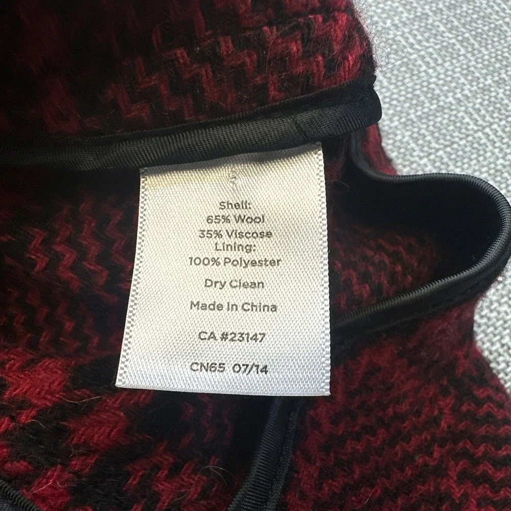 Talbots Petites Red Black Plaid Wool‎ Blend Blazer Jacket Size 2P